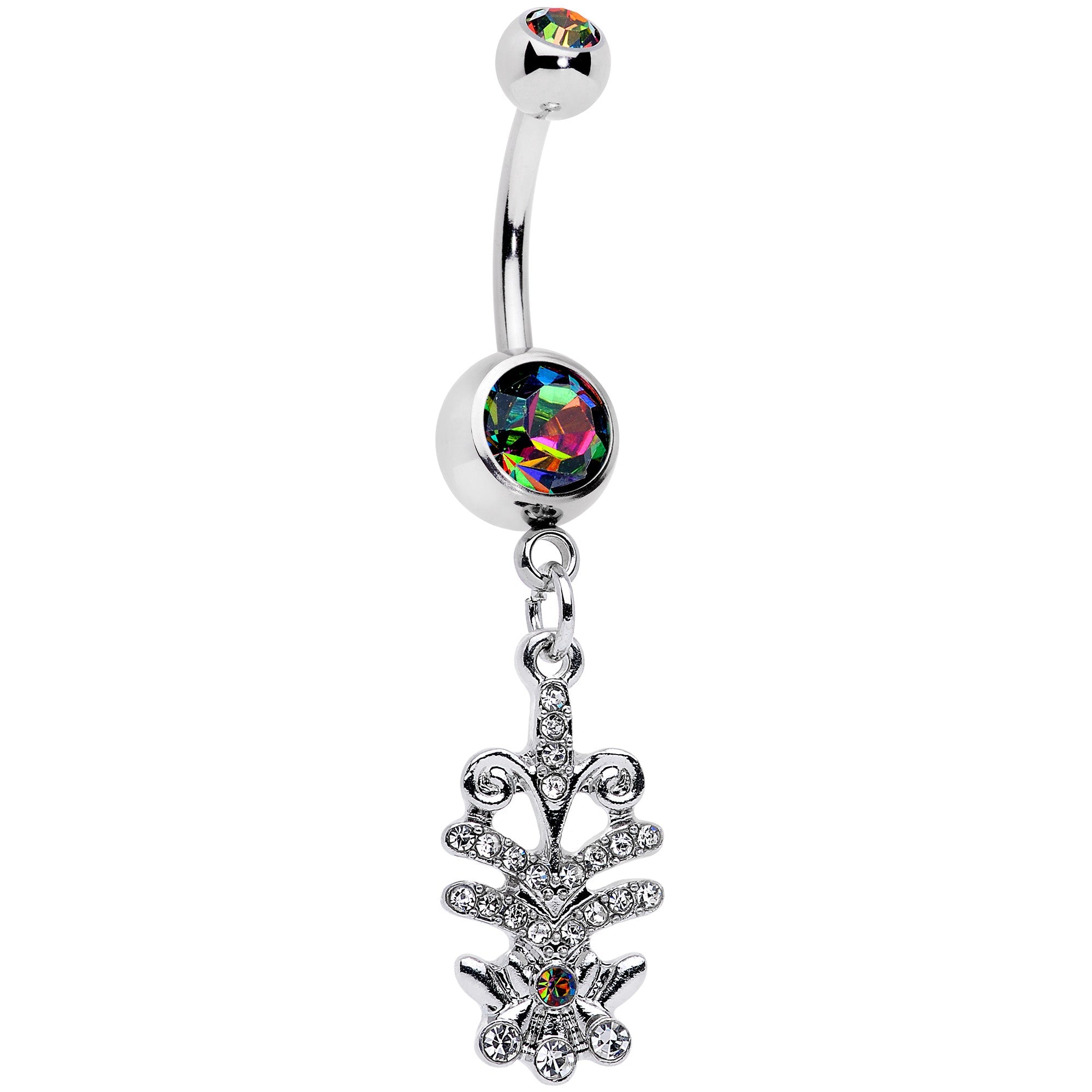 BodyCandy Vitrail Clear Gem Abstract Charm Dangle Belly Ring — main product shot