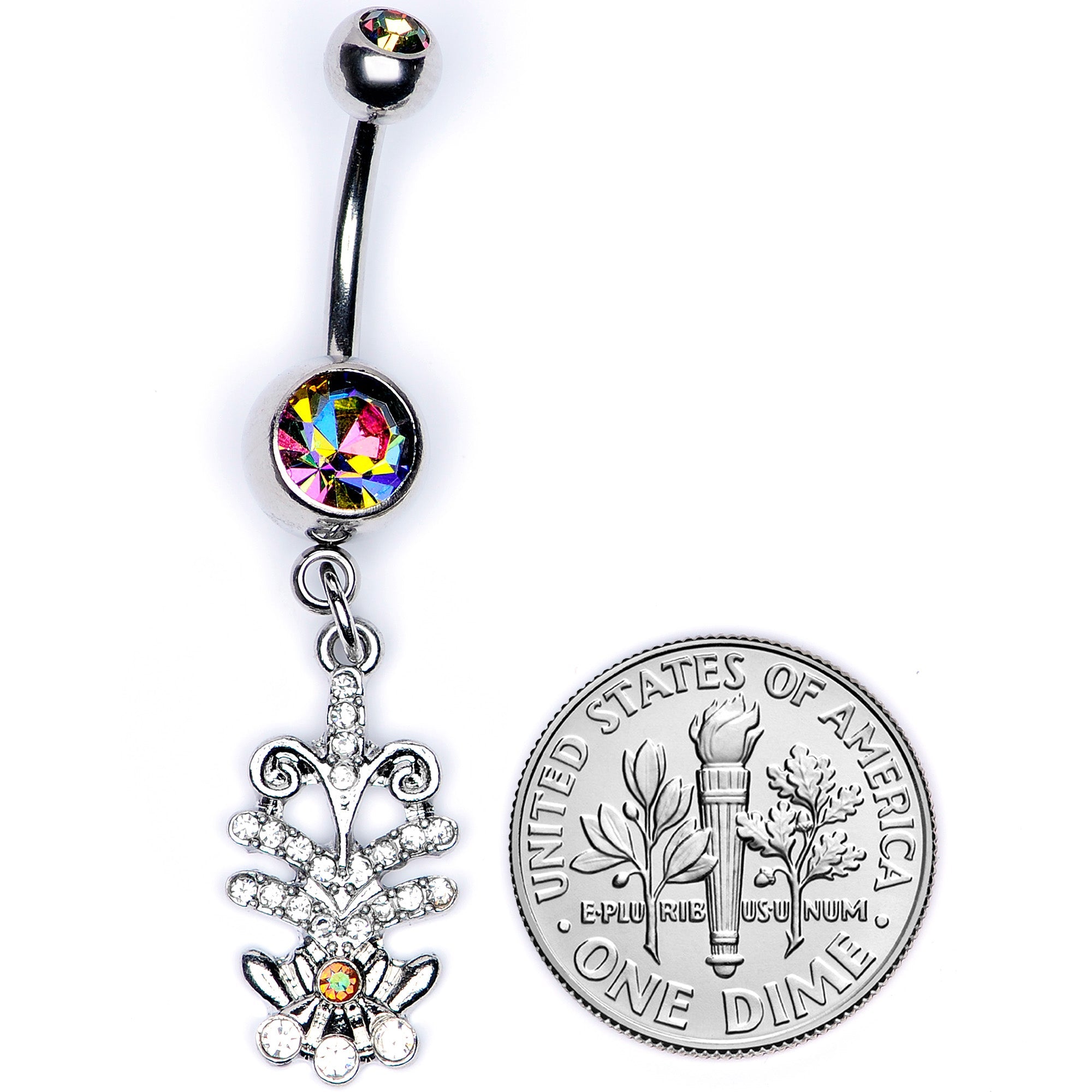 BodyCandy Vitrail Clear Gem Abstract Charm Dangle Belly Ring — alternative angle