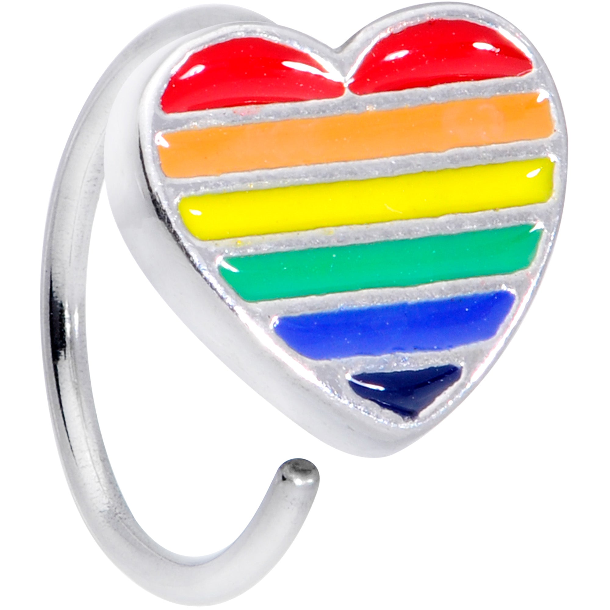BodyCandy 20G 5/16 Rainbow Pride Heart Nose Hoop — main product shot