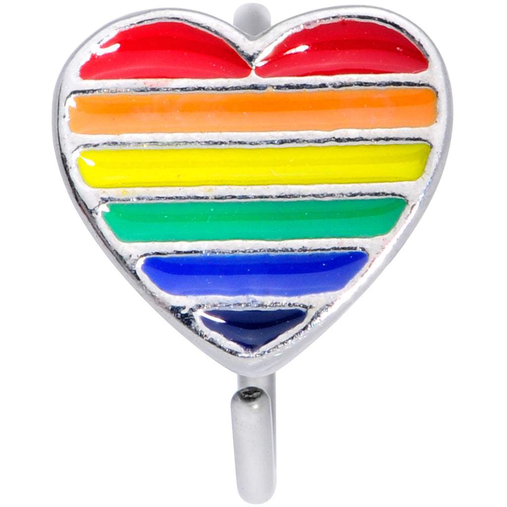 BodyCandy 20G 5/16 Rainbow Pride Heart Nose Hoop — detail close-up