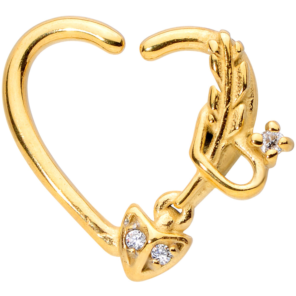 BodyCandy 16G 3/8 Clear CZ Gem Arrow Heart Left Heart Closure Ring — main product shot