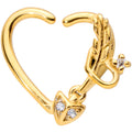 BodyCandy 16G 3/8 Clear CZ Gem Arrow Heart Left Heart Closure Ring — main product shot