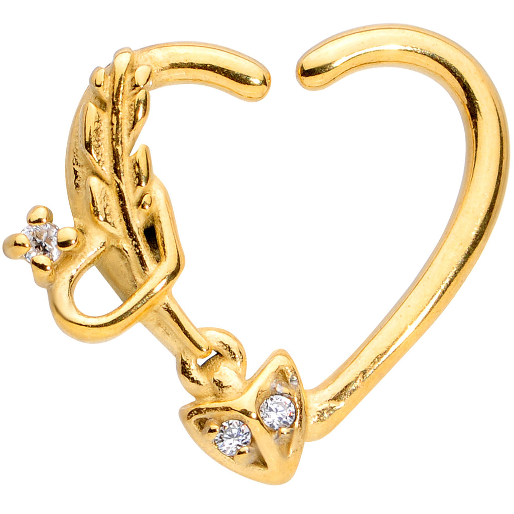 BodyCandy 16G 3/8 Clear CZ Gem Arrow Heart Right Heart Closure Ring — main product shot
