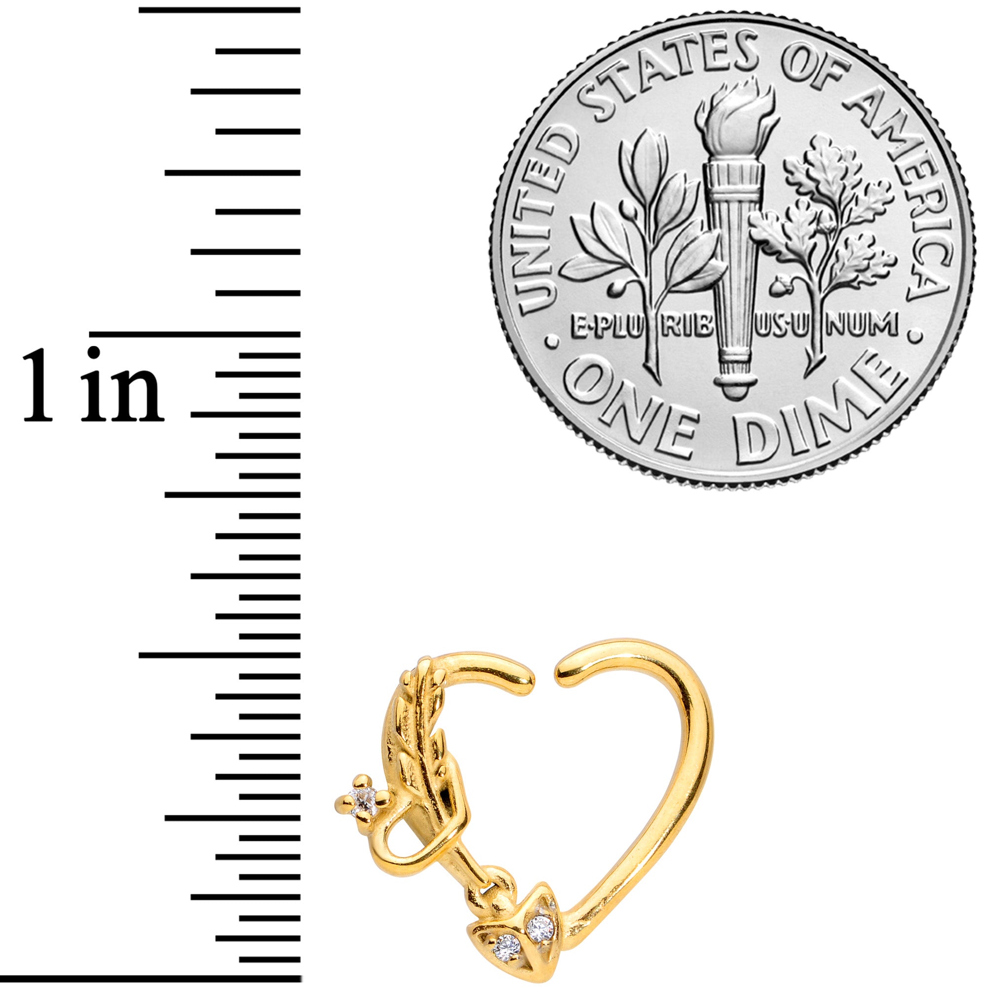 BodyCandy 16G 3/8 Clear CZ Gem Arrow Heart Right Heart Closure Ring — detail close-up