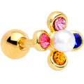 BodyCandy 16G 1/4 Pink Blue Gem Gold Tone Flower Cartilage Tragus Earring — main product shot