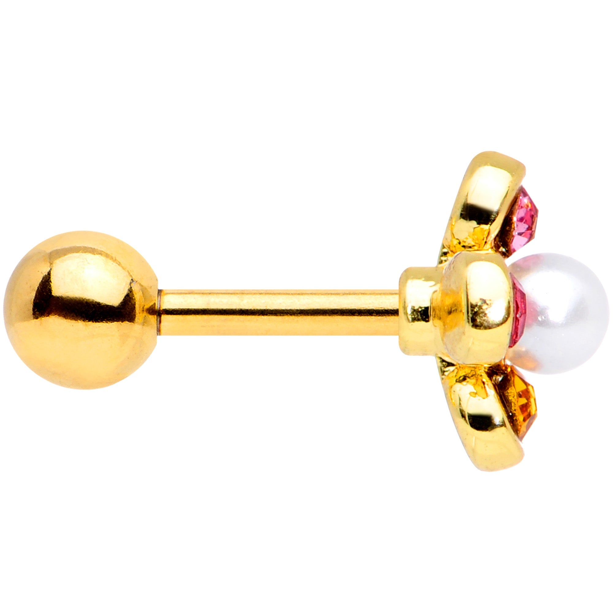 BodyCandy 16G 1/4 Pink Blue Gem Gold Tone Flower Cartilage Tragus Earring — lifestyle context