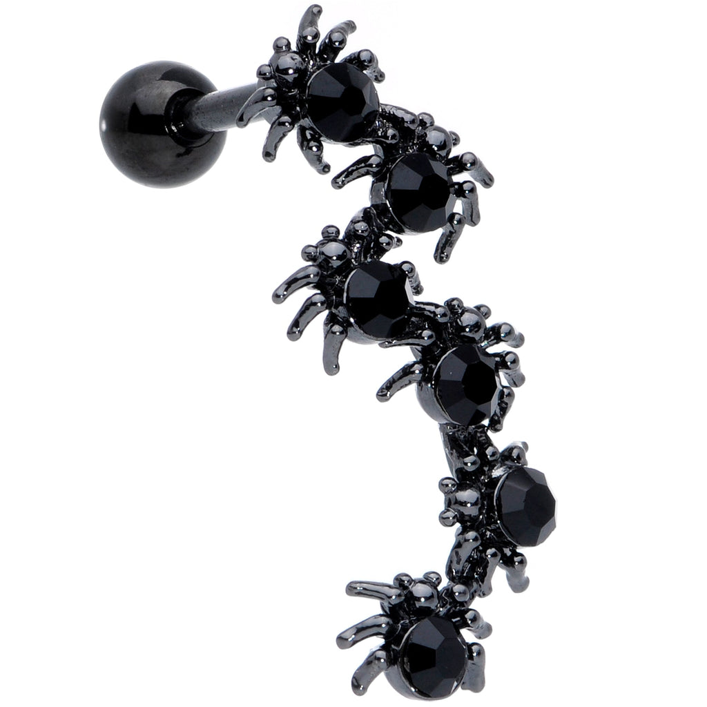 BodyCandy 16G 1/4 Black CZ Gem Black Spider Halloween Cartilage Tragus — main product shot