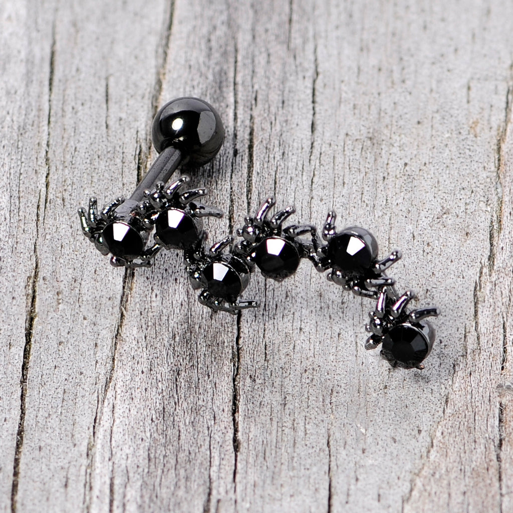 BodyCandy 16G 1/4 Black CZ Gem Black Spider Halloween Cartilage Tragus — lifestyle context