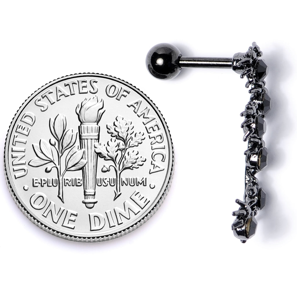 BodyCandy 16G 1/4 Black CZ Gem Black Spider Halloween Cartilage Tragus — alternative angle