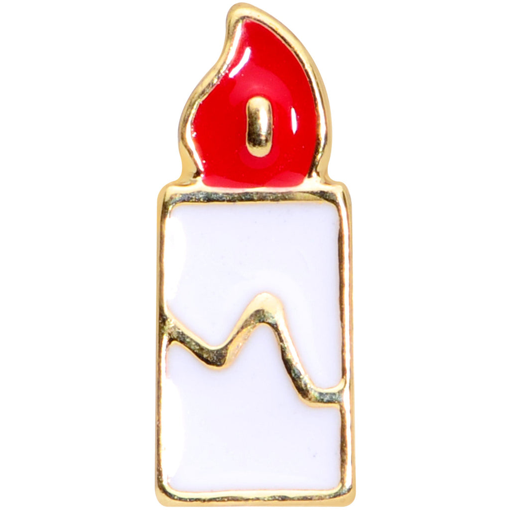 BodyCandy 16G 1/4 Gold Tone Holiday Candle Cartilage Tragus Earring — side view