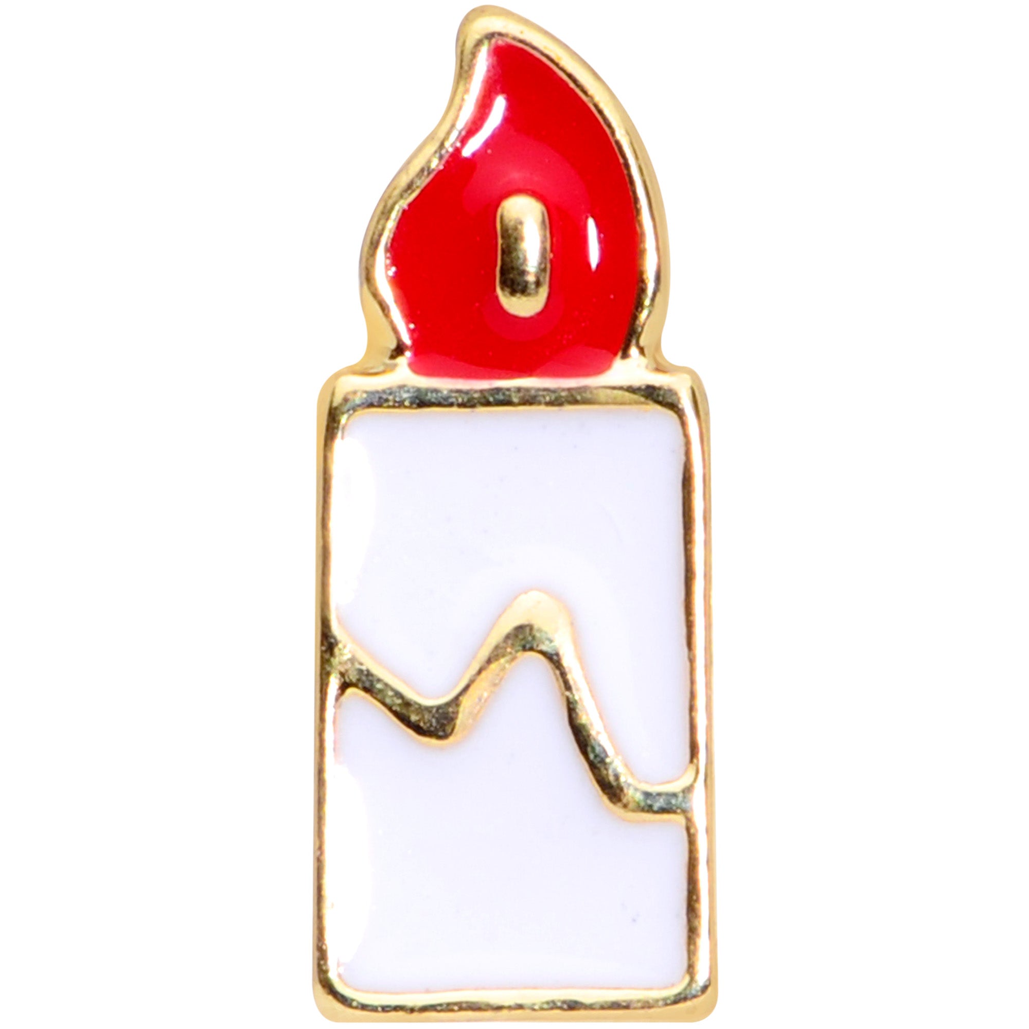 BodyCandy 16G 1/4 Gold Tone Holiday Candle Cartilage Tragus Earring — side view