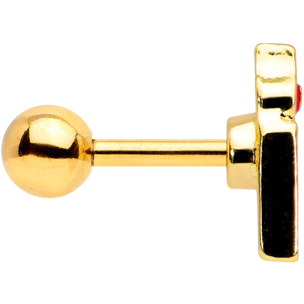 BodyCandy 16G 1/4 Gold Tone Holiday Candle Cartilage Tragus Earring — back view