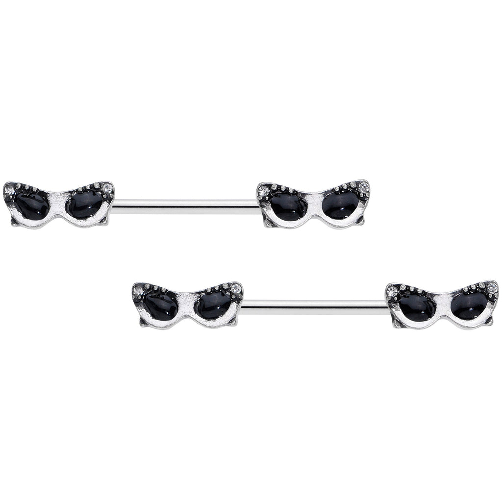 BodyCandy 14G 9/16 Clear Gem 50s Retro Sunglasses Barbell Nipple Ring Set — main product shot