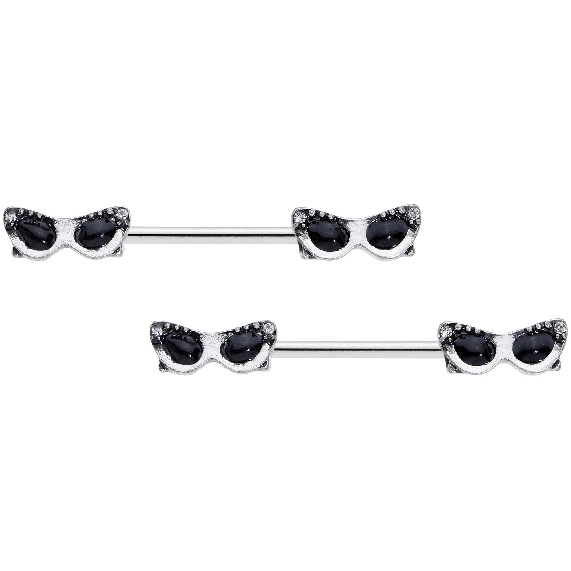 BodyCandy 14G 9/16 Clear Gem 50s Retro Sunglasses Barbell Nipple Ring Set — main product shot