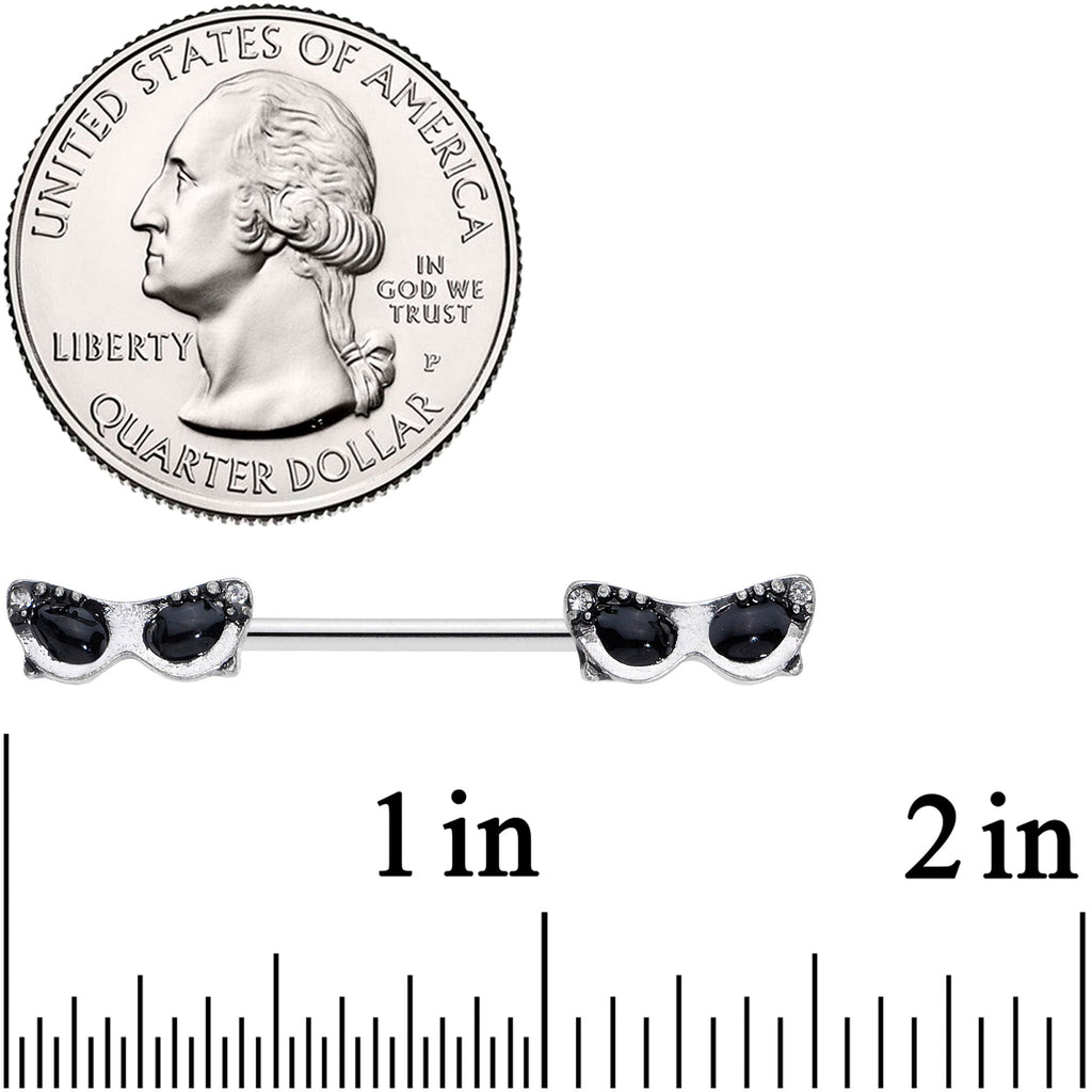 BodyCandy 14G 9/16 Clear Gem 50s Retro Sunglasses Barbell Nipple Ring Set — alternative angle