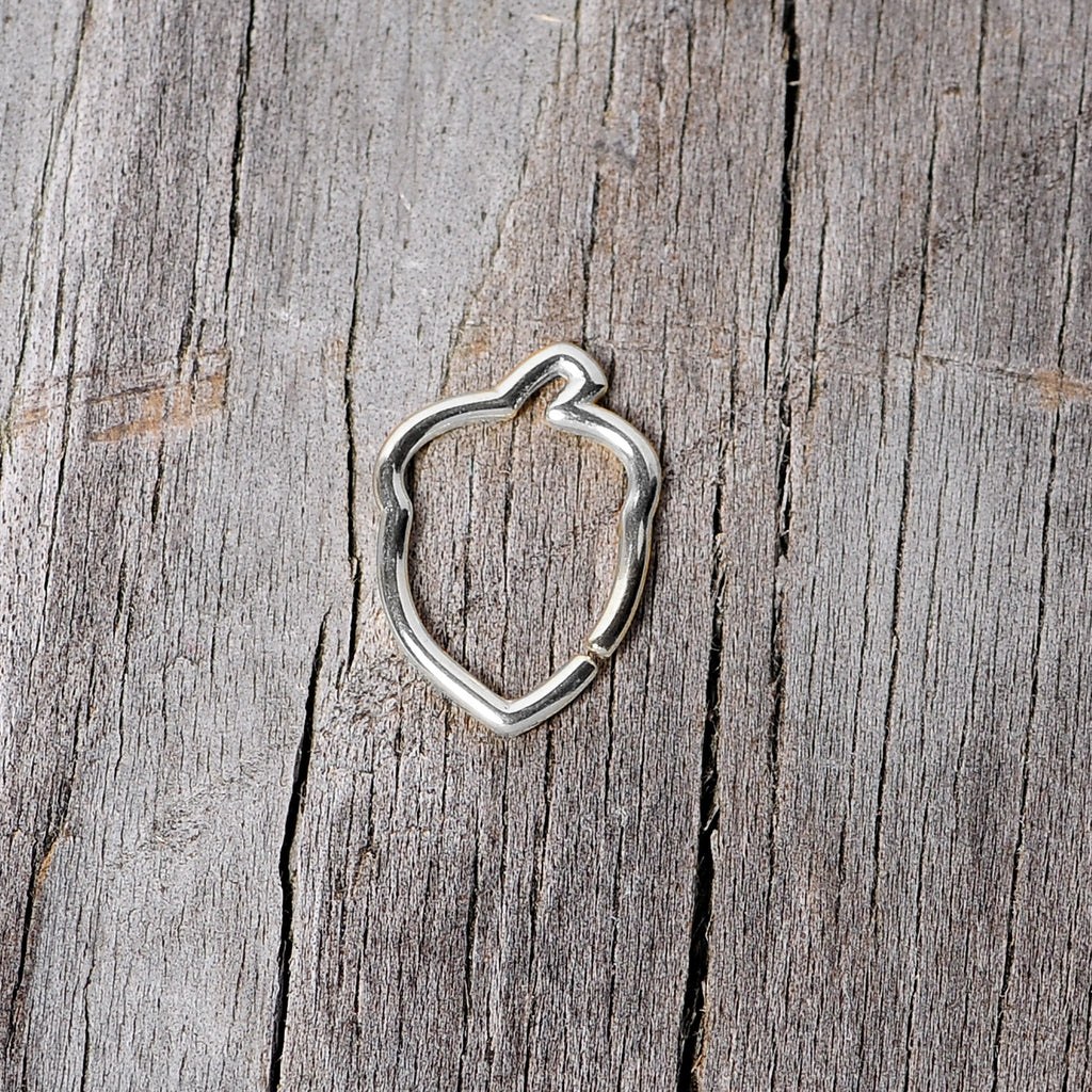 BodyCandy 16G 3/8 Steel Autumn Acorn Closure Ring — side view