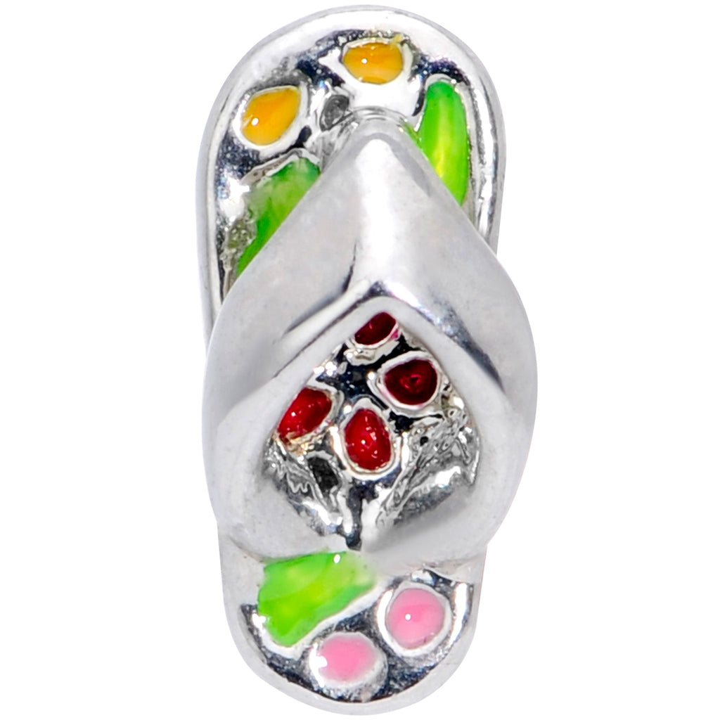 BodyCandy 16G 1/4 Pink Green Beach Flip Flop Sandal Cartilage Tragus — detail close-up