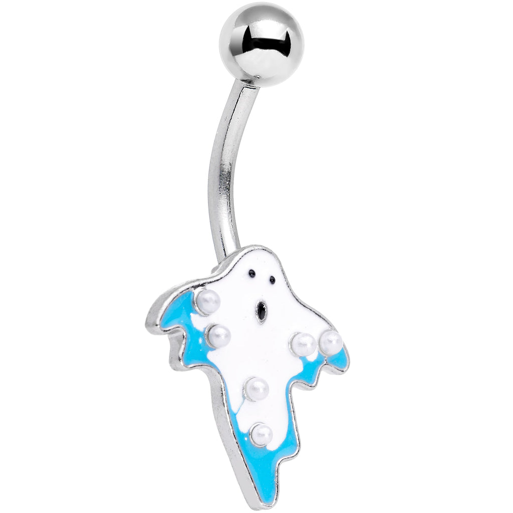 BodyCandy White Orb White Blue Ghost Halloween Belly Ring — main product shot