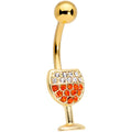 BodyCandy Clear Orange Gem Gold Tone Holiday Wine Belly Ring — main product shot