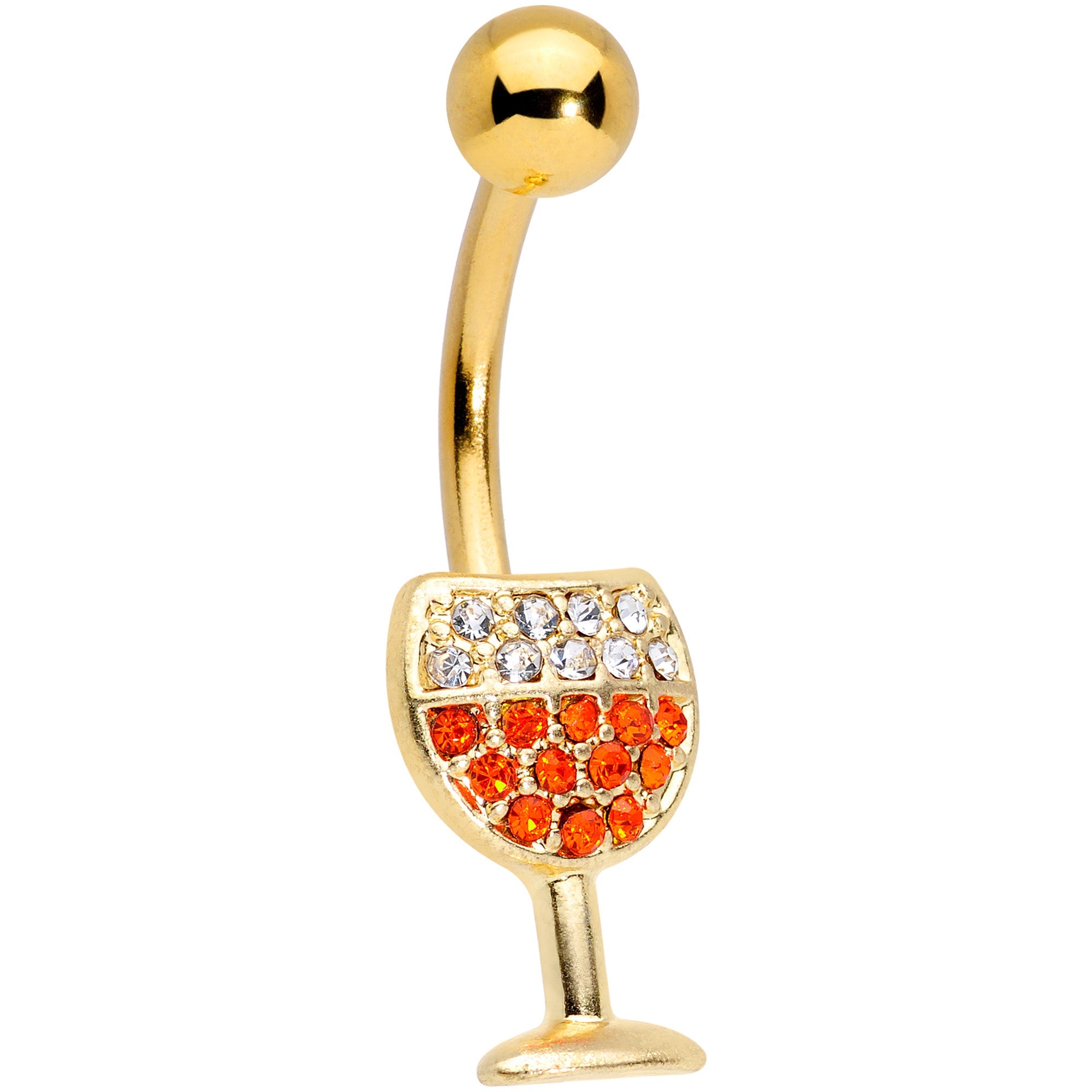 BodyCandy Clear Orange Gem Gold Tone Holiday Wine Belly Ring — main product shot