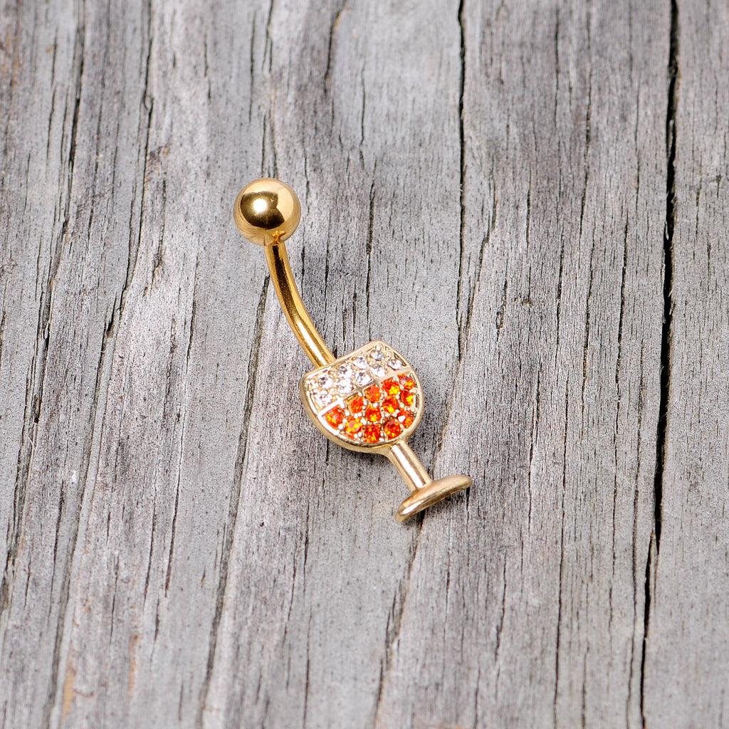 BodyCandy Clear Orange Gem Gold Tone Holiday Wine Belly Ring — alternative angle