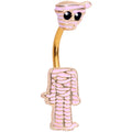 BodyCandy Black Gem Gold Tone Mummy Halloween Double Mount Belly Ring — main product shot