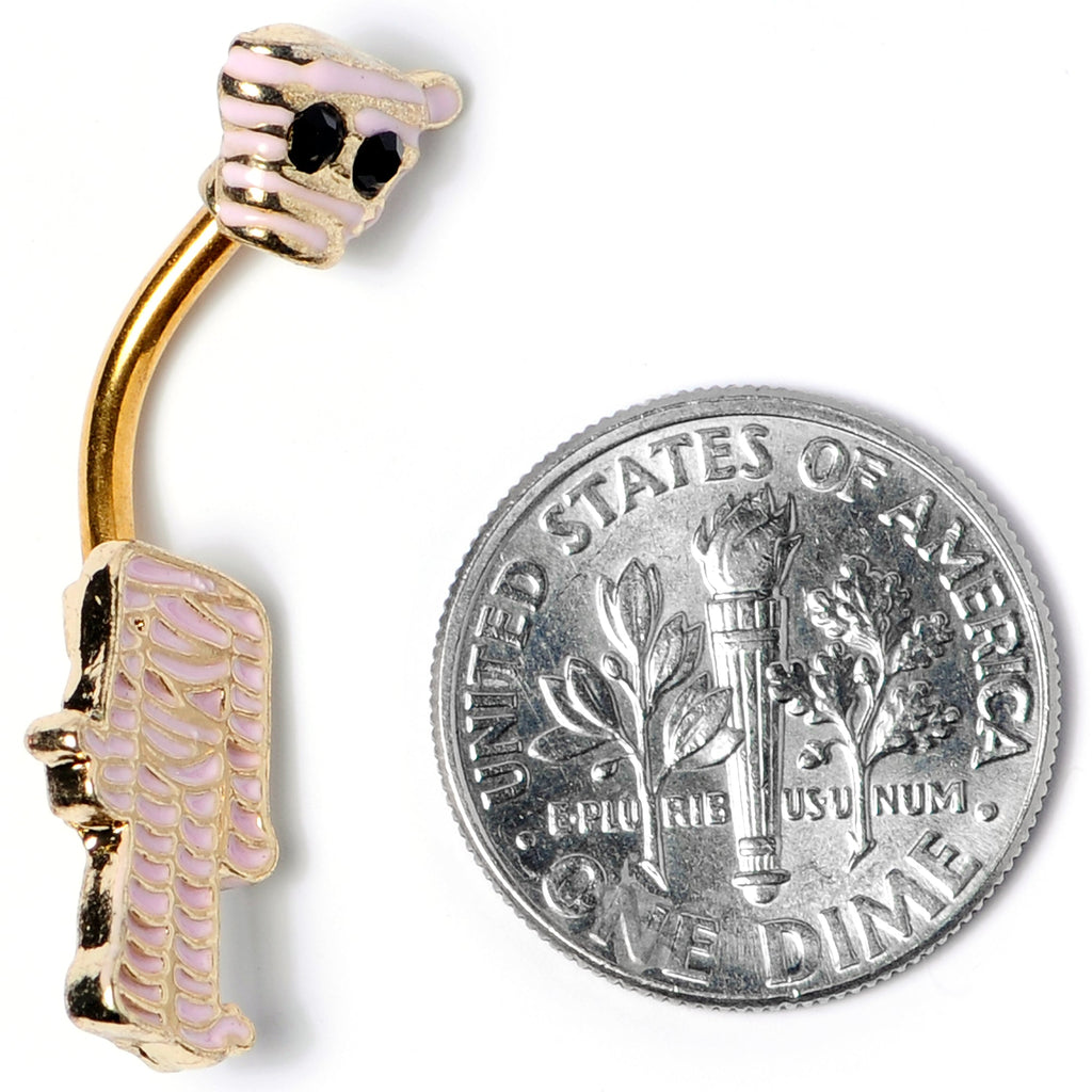 BodyCandy Black Gem Gold Tone Mummy Halloween Double Mount Belly Ring — alternative angle