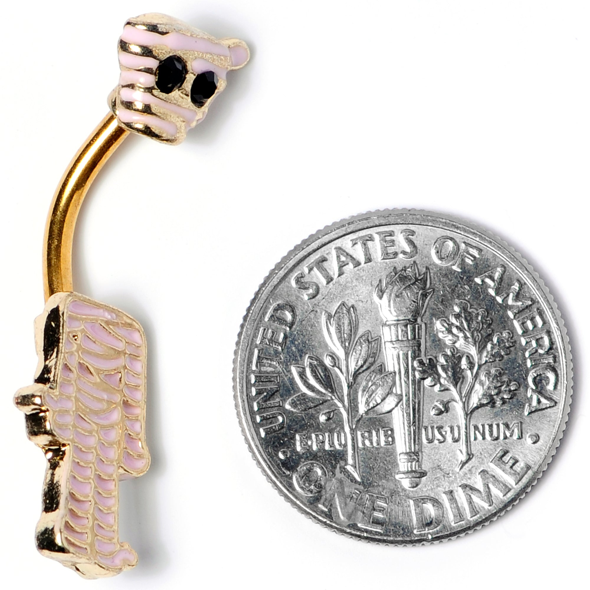 BodyCandy Black Gem Gold Tone Mummy Halloween Double Mount Belly Ring — alternative angle