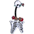 BodyCandy Black Skeleton Skull Rose Halloween Double Mount Belly Ring — main product shot