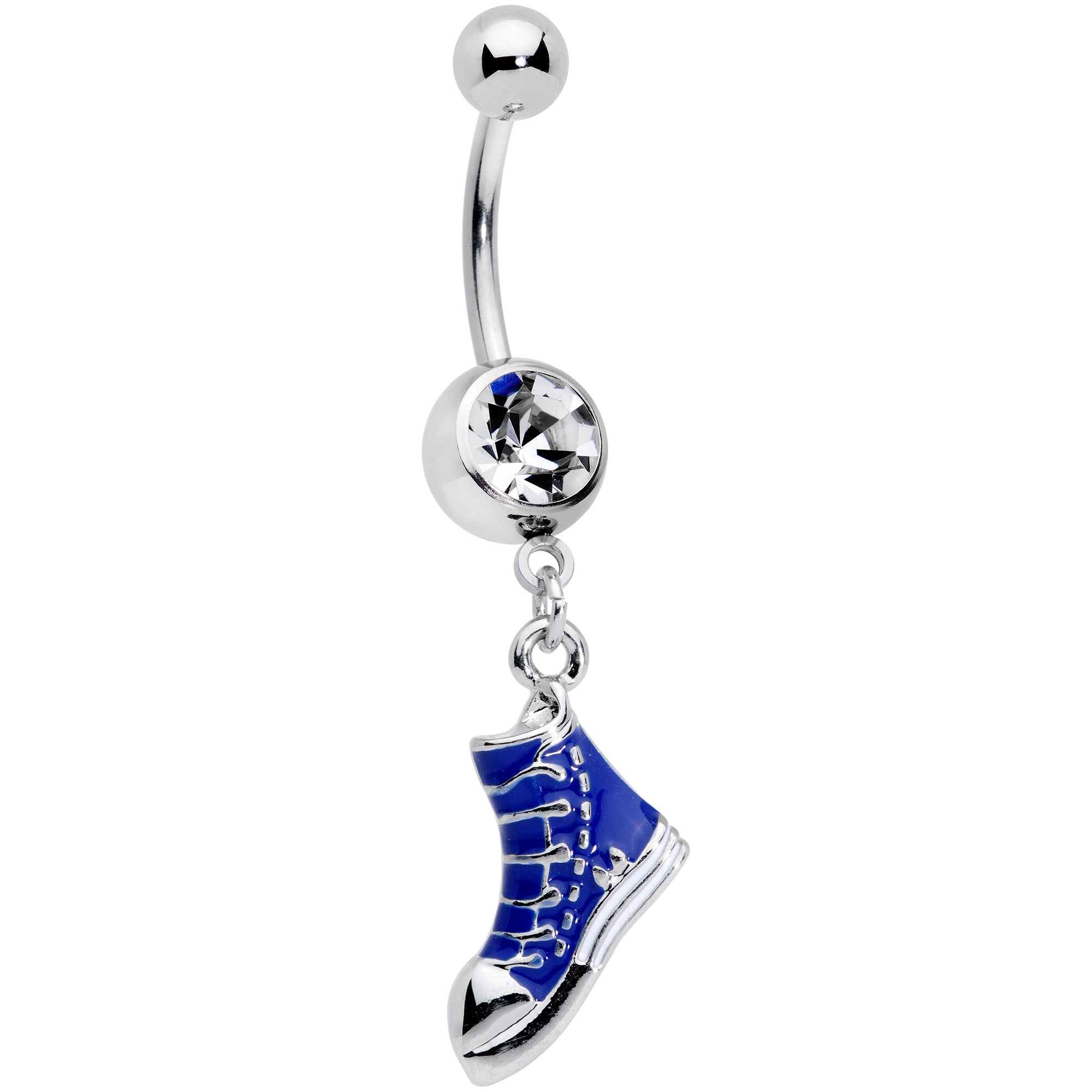 BodyCandy Clear Gem Blue High Top Sneaker Dangle Belly Ring — main product shot