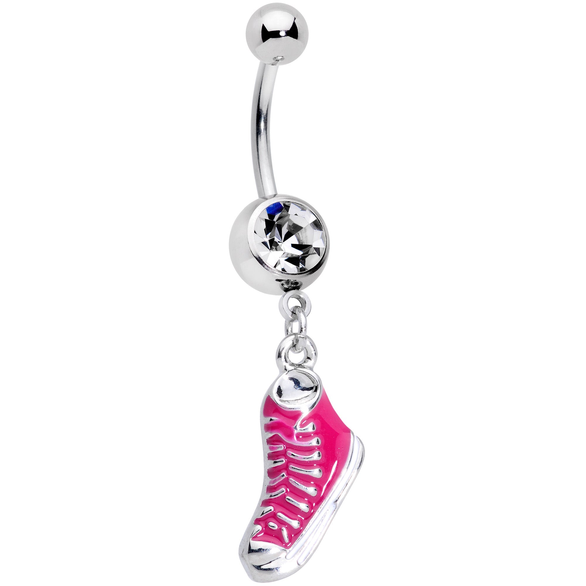 BodyCandy Clear Gem Pink High Top Sneaker Dangle Belly Ring — main product shot