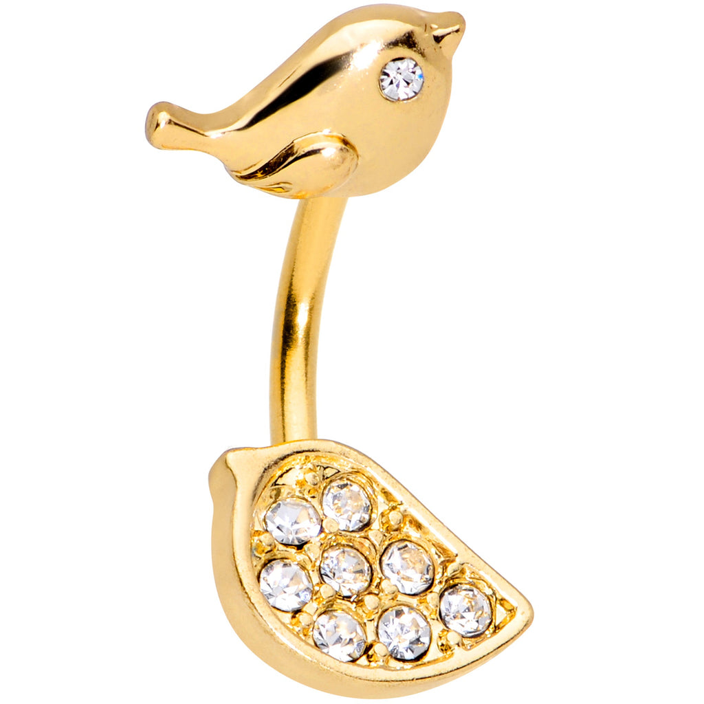 BodyCandy Clear Gem Gold Tone Little Birds Double Mount Belly Ring — main product shot