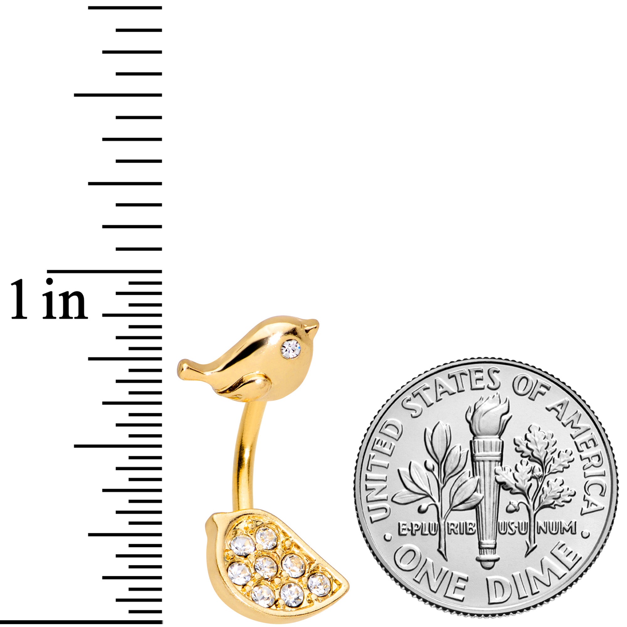 BodyCandy Clear Gem Gold Tone Little Birds Double Mount Belly Ring — lifestyle context