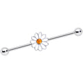 BodyCandy 14G Yellow Gem White Daisy Flower Industrial Barbell 38mm — main product shot