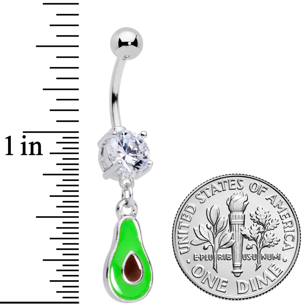BodyCandy Clear CZ Gem Green Groovy Avocado Dangle Belly Ring — lifestyle context