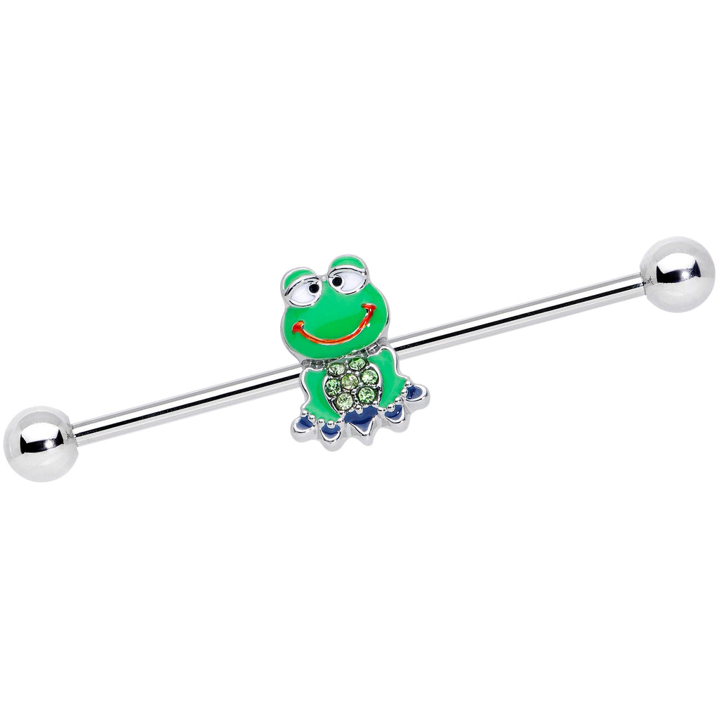 BodyCandy 14G Green Gem Green Goofy Frog Industrial Barbell 38mm — main product shot