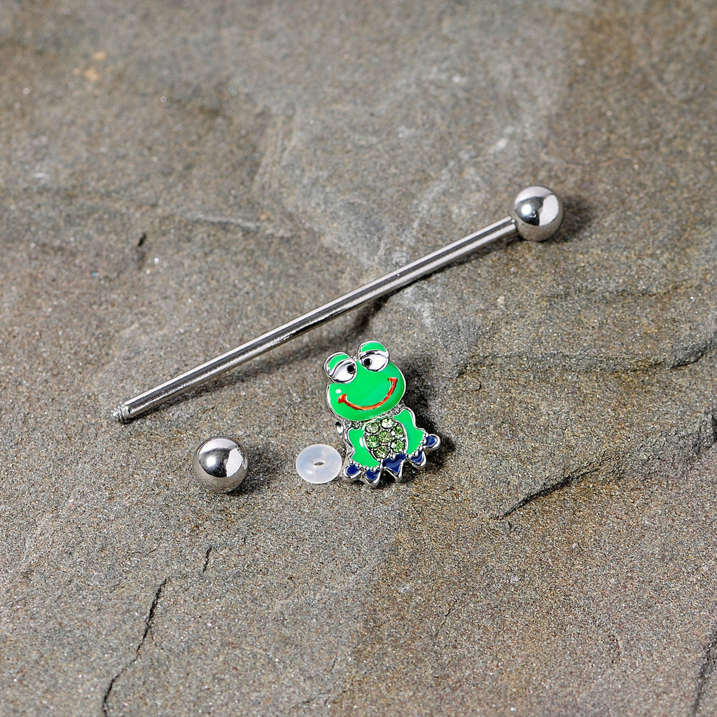 BodyCandy 14G Green Gem Green Goofy Frog Industrial Barbell 38mm — lifestyle context