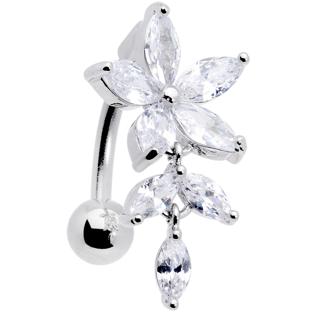 BodyCandy Clear CZ Gem Fashion Flower Dangle Top Mount Belly Ring — main product shot