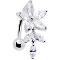 BodyCandy Clear CZ Gem Fashion Flower Dangle Top Mount Belly Ring — main product shot