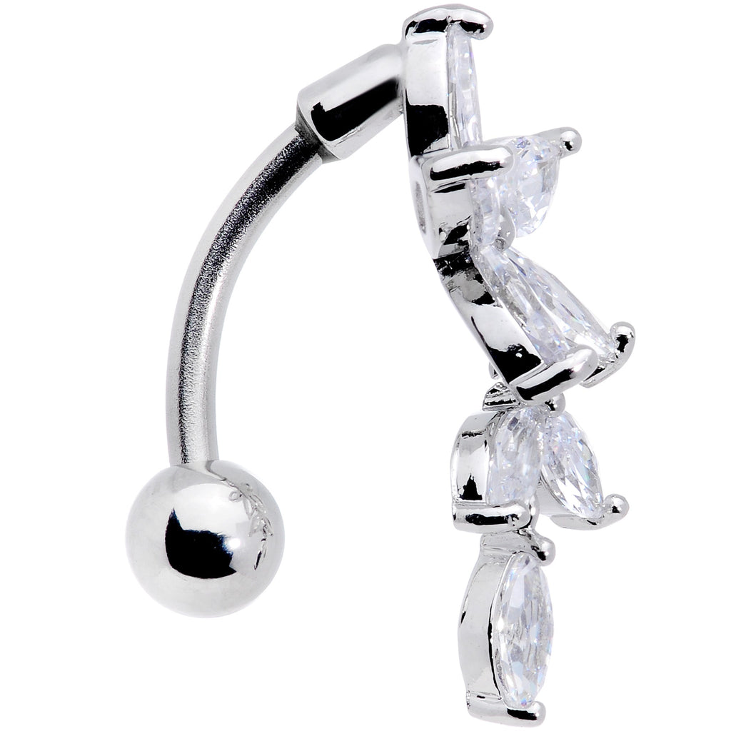 BodyCandy Clear CZ Gem Fashion Flower Dangle Top Mount Belly Ring — lifestyle context