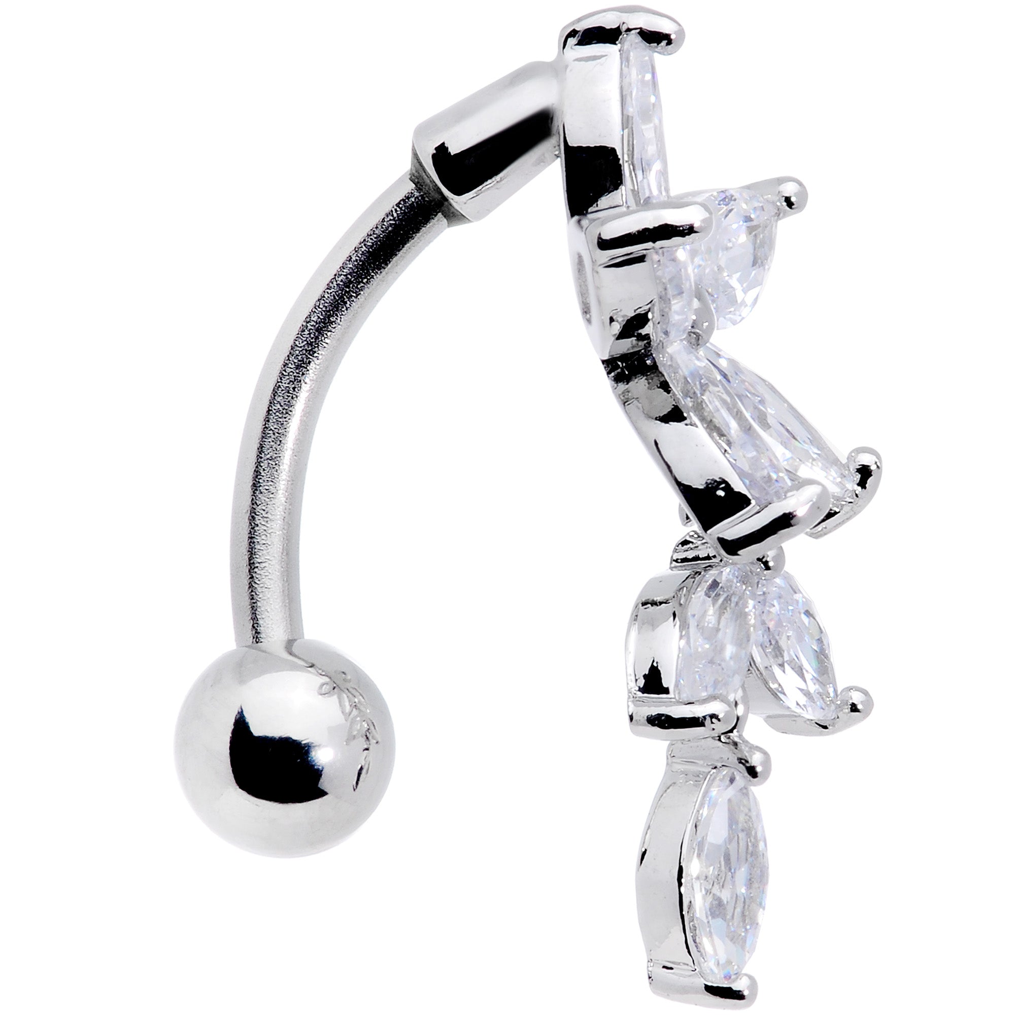 BodyCandy Clear CZ Gem Fashion Flower Dangle Top Mount Belly Ring — lifestyle context