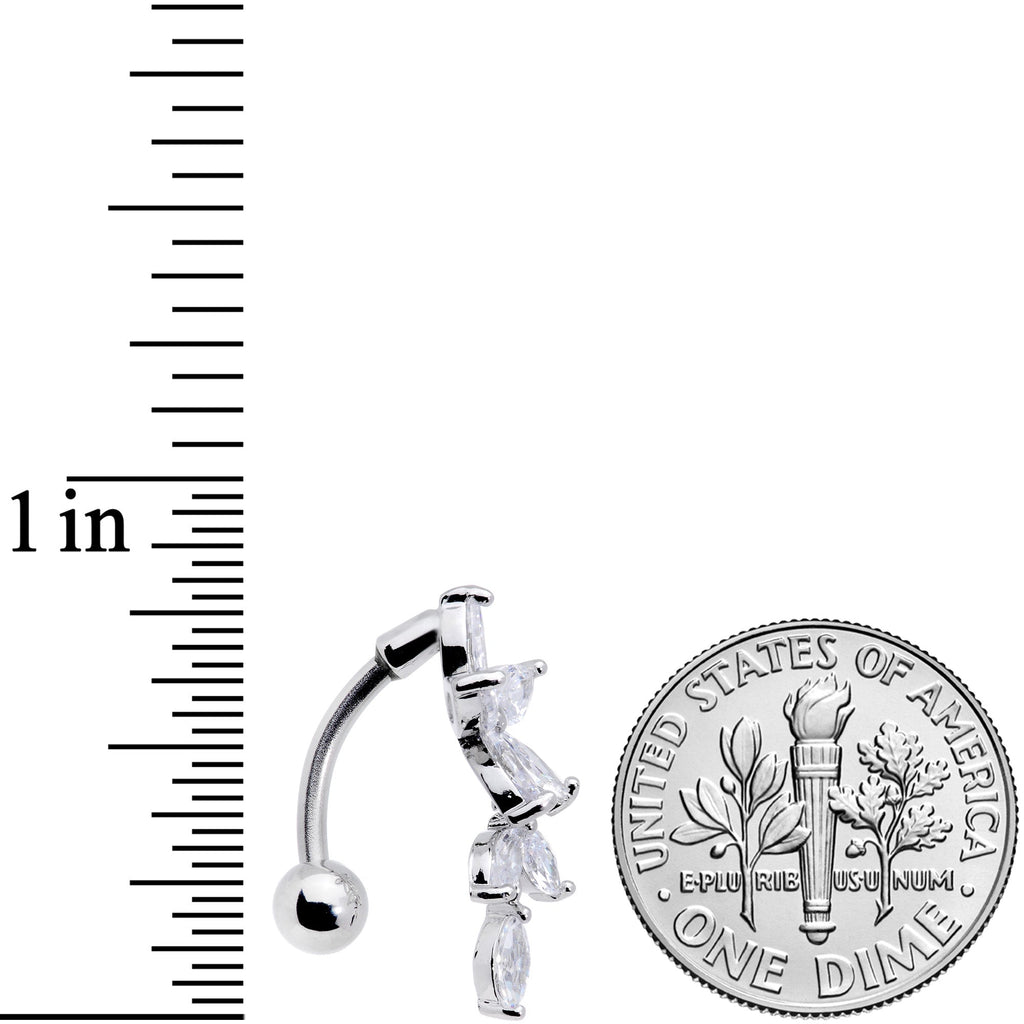 BodyCandy Clear CZ Gem Fashion Flower Dangle Top Mount Belly Ring — side view
