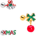BodyCandy 16G 1/4 Merry Christmas Cartilage Tragus Set of 3 — main product shot