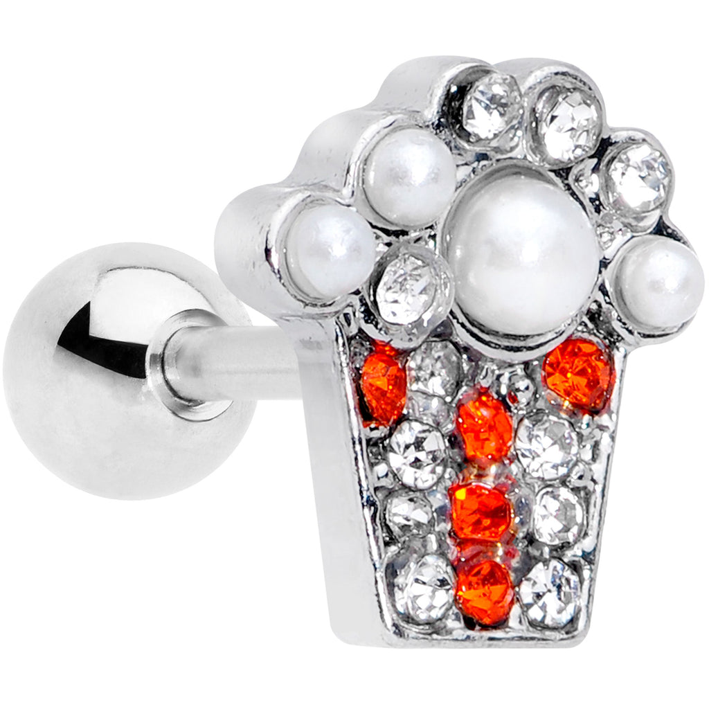 BodyCandy 16G 1/4 Clear Red Gem Movie Night Popcorn Cartilage Tragus — main product shot