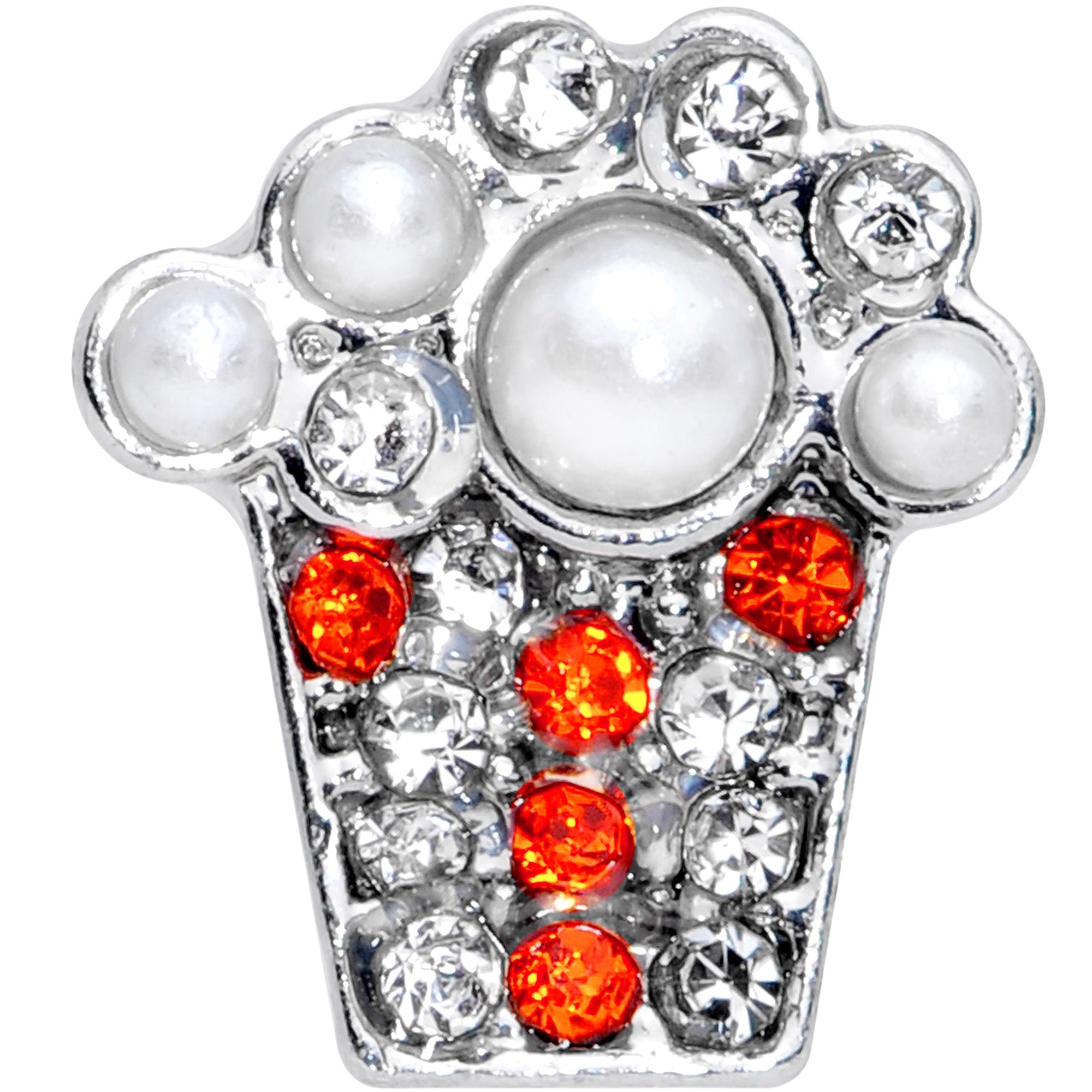 BodyCandy 16G 1/4 Clear Red Gem Movie Night Popcorn Cartilage Tragus — detail close-up