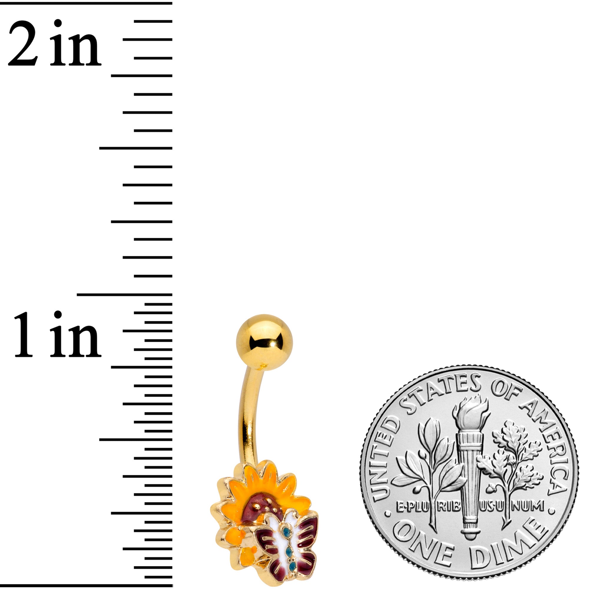 BodyCandy Gold Tone Red Yellow Butterfly Belly Ring — lifestyle context
