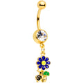 BodyCandy Clear Gem Gold Tone Blue Green Snail Flower Dangle Belly Ring — main product shot