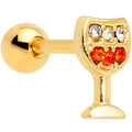 BodyCandy 16G 1/4 Red Gem Gold Tone Holiday Wine Glass Cartilage Tragus — main product shot