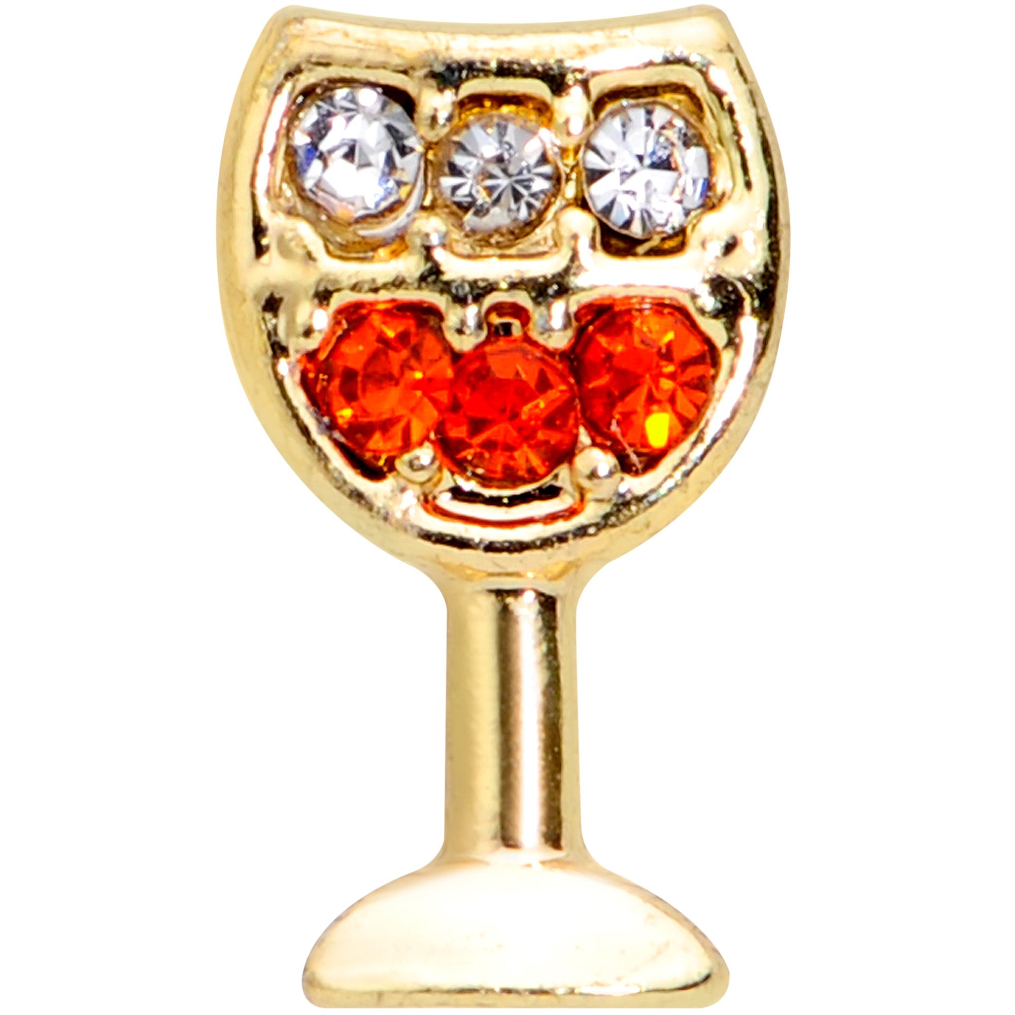 BodyCandy 16G 1/4 Red Gem Gold Tone Holiday Wine Glass Cartilage Tragus — side view