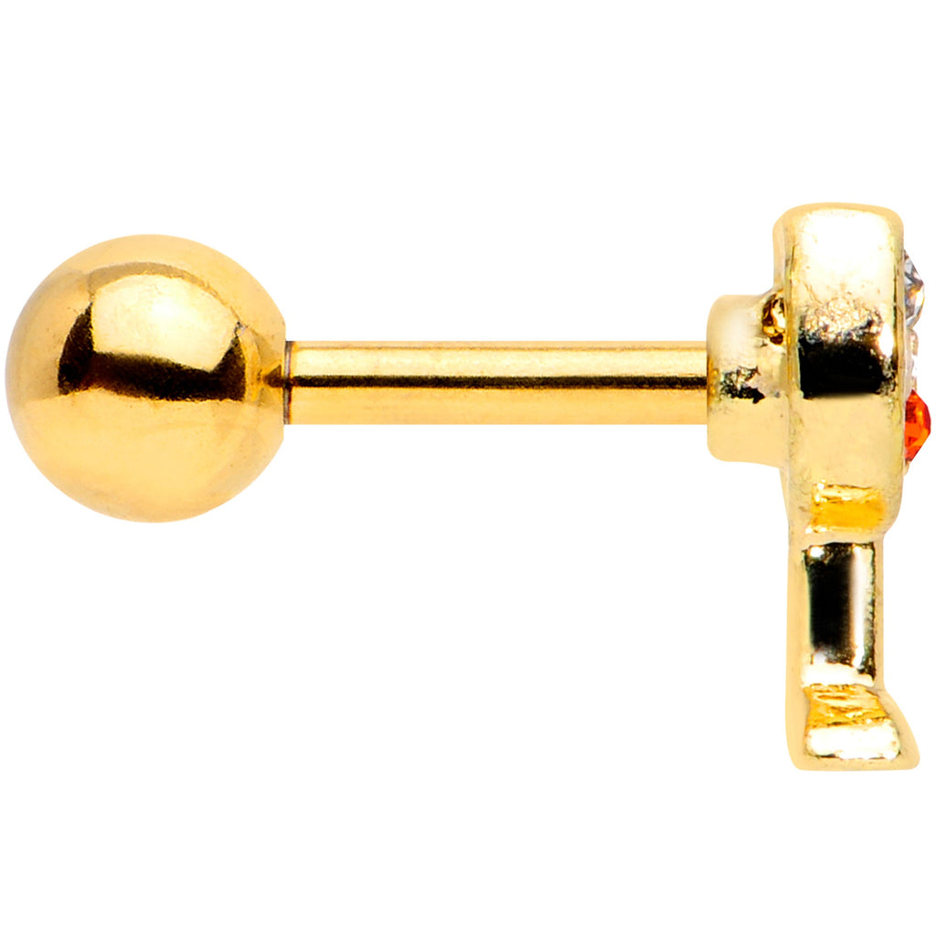 BodyCandy 16G 1/4 Red Gem Gold Tone Holiday Wine Glass Cartilage Tragus — back view